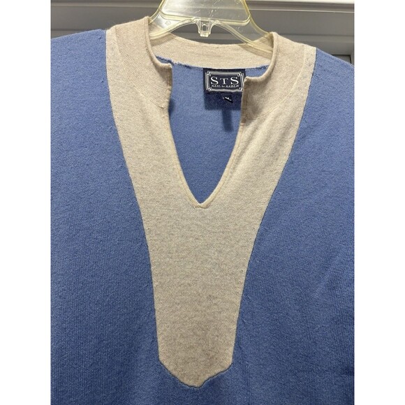 STS SAIL TO SABLE Blue White Cashmere Wool Sweater Tunic Top Nautical Medium - Picture 4 of 5